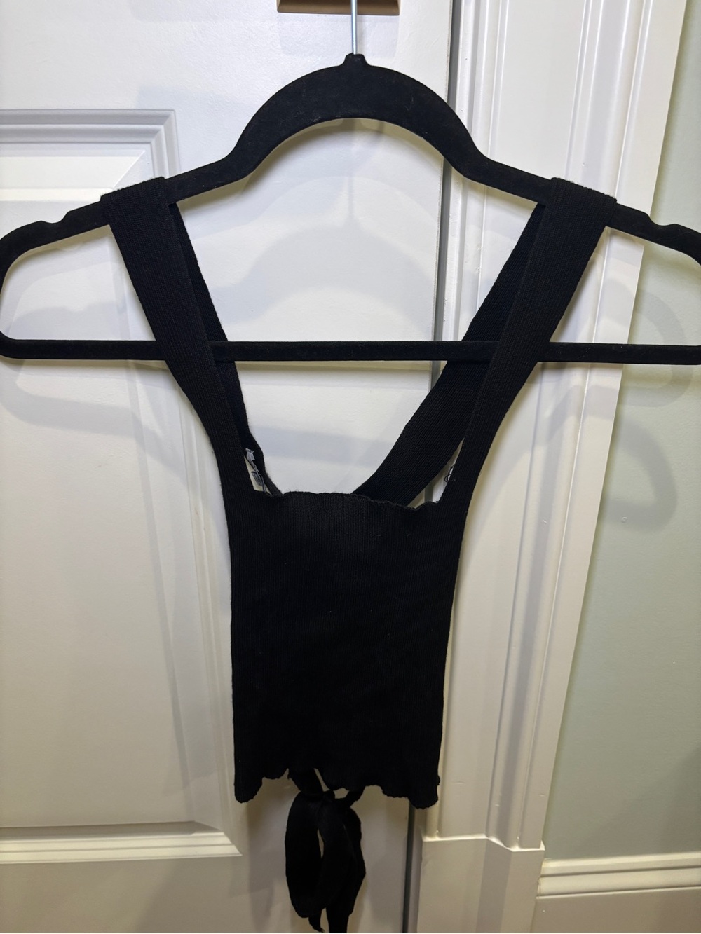 Love Tree Black Ribbed Tie-Front Tank Top